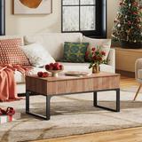 17 Stories Davlin Lift Top Extendable Sled Coffee Table w/ Storage Wood/Metal in Brown/Gray, Size 18.3 H x 40.9 W x 19.5 D in | Wayfair