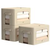 Latitude Run® 3 Pack Clothes Storage Bins Foldable Storage Containers Stackable Oxford Cloth Steel Frame Storage Box For Clothing Storage w/ Carrying Handles