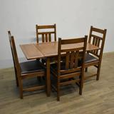 Wildon Home® Santos 4 - Person Extendable Solid Oak Dining Set Wood/Upholstered Chairs in Brown | Wayfair 31AE778AD58B48D4A768547880AE1916