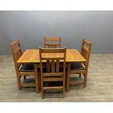 Wildon Home® Santos 4 - Person Extendable Solid Oak Dining Set Wood/Upholstered Chairs in Brown | Wayfair 438D20D42AC241B6932608E3A530351E
