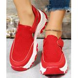 YASIRUN Women's Sneakers Red - Red Cutout Hook & Loop Platform Sneaker - Women