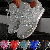 Women's Trainers Athletic Shoes Sneakers Sequins Plus Size Bling Bling Sneakers Outdoor Daily Walking Sequin Platform Flat Heel Round Toe Sporty Classic Casual Tennis Shoes Walking Shoes Mesh Lace-up Lightinthebox