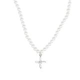 Crystal Cross Pearl Necklace