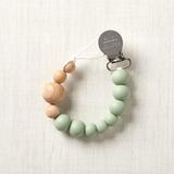 Loulou Lollipop Sage Green Silicone and Wood Baby Pacifier Clip