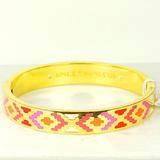 Kate Spade Jewelry | Kate Spade Gold Plated Pink & Red Enamel Hinged Bangle Bracelet | Color: Gold/Pink | Size: Os