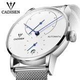 Часы наручные CADISEN C1030 мужские, автоматические механические модные повседневные с сетчатым браслетом, с автоподзаводом и резервным питанием