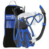 Aqua Lung Hawkeye Snorkeling Mask, Snorkel, and Fins Set - Blue - S