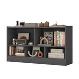 Costway Kids 2-Shelf Bookcase 5-Cube Wood Toy Storage Cabinet Organizer-Gray