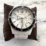 Michael Kors Accessories | Michael Kors Chronograph Quartz White Dial Men's Watch, Oversize | Color: Silver/White | Size: Os