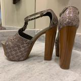 Jessica Simpson Shoes | Jessica Simpson Dany Platform Sandals. Size 9. Sequin. | Color: Gray/White | Size: 9