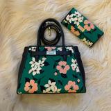 Kate Spade Ella Lily Blooms Floral Small Canvas Printed Crossbody Tote  Handbag