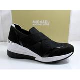 Michael Kors Shoes | Michael Kors Geena Slip On Trainer Wedge Sneakers Mk Logo Black Size 8 | Color: Black | Size: 8