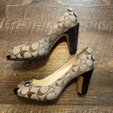 Coach Shoes | Coach Ladies Shoes Heels Size 9 B | Color: Brown/Tan | Size: 9