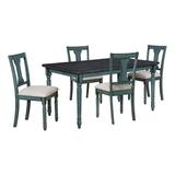 Linon Willow Wood Five Piece Dining Set in Teal Blue