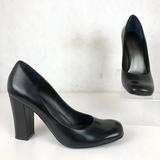 Nine West Shoes | Nine West Women's Size 10m Chatterbox Black Leather Slip On High Heel Pumps | Color: Black | Size: 10
