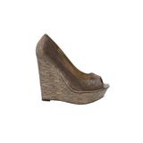 Steve Madden Wedges: Pumps Platform Boho Chic Tan Marled Shoes - Women's Size 8 - Peep Toe