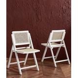 SAFAVIEH Dining Chairs WHITE - White & Beige Desiree Cane Folding Side Chair - Set of Two