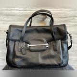 Coach Bags | Coach Black Leather Messenger Briefcase Bag. Like New. | Color: Black/Silver | Size: 15 X 10