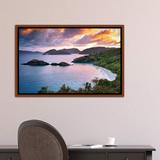 East Urban Home ' Trunk Bay Sunrise ' - Picture Frame Photograph Print Canvas, Wood in Blue/Indigo/Pink, Size 18.0 H x 26.0 W x 1.5 D in | Wayfair