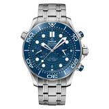 Omega Seamaster Diver 300 Chrono Blue Dial Mens Silver Bracelet Watch