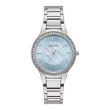 Bulova Women's Mother-of-Pearl & Crystal Watch - 96L288, Size: Medium, Silver