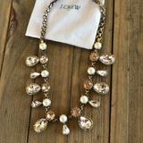 J. Crew Jewelry | Jcrew Chunky Crystal Drop & Faux Antique Gold Tone Pearl Necklace W Pouch! Guc | Color: Gold | Size: 17 Chain + 2 Extender 1 38 Drop 34 Teardrop