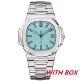 with box mens watch 41mm master automatic mechanical sapphire classic fashion stainless steel 5at waterproof luminous montre de luxe
