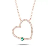 Belk & Co 1/5 Ct. T.w Diamond & 1/4 Ct. T.w Emerald Round Shape Natrual Color Stone Necklace In 10K Gold, 18 In