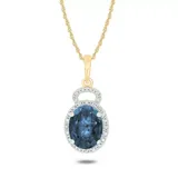 Belk & Co 1/10 Ct. T.w Diamond & 1.90 Ct. T.w Blue Topaz Oval Shape Natural Color Stone Pendant In 10K Gold, Yellow, 18 In