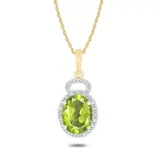 Belk & Co 1/10 Ct. T.w Diamond & 1.0 Ct. T.w Peridot Oval Shape Natural Color Stone Pendant In 10K Gold, Yellow, 18 In