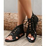 R.Z. Women's Sandals black - Black Cutout Gladiator Sandal - Women