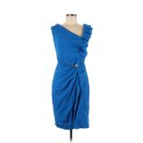 Carolina Herrera Casual Dress - Sheath V Neck Sleeveless: Blue Print Dresses - Women's Size 6