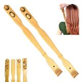 2 PC Bamboo Wood Back Scratcher Massager 18.5 Self-Massager Sturdy Stick Roller