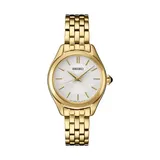 Seiko Women's Essentials Solar Yellow Tone Classic Styling Watch, Gold