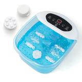 Costway Foot Spa Massager Tub with Removable Pedicure Stone and Massage Beads-Blue