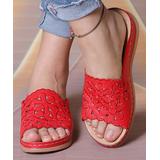 RXFSP Women's Sandals Red - Red Floral Cutout Sandal - Women