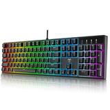 Mechanical Gaming Keyboard Wired Keyboard with 20 True RGB Backlit Modes 100% Anti-ghosting Computer Keyboard with Blue Switches for Windows PC/MAC Games