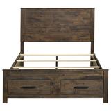 Coaster Queen Solid Wood Low Profile Storage Platform Bed Wood in Brown, Size 53.75 H x 63.75 W in | Wayfair 222631Q