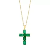 Effy® Natural Emerald Cross Pendant Necklace In 14K Yellow Gold, 16 In