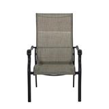 CASAINC 4 Piece PVC-coated polyester Fabric Cast Aluminum Frame Dining Chair Metal/Sling in Black/Brown, Size 43.9 H x 25.6 W x 27.9 D in | Outdoor Dining | Wayfair