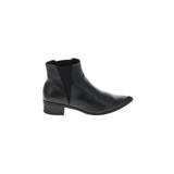 Ankle Boots: Chelsea Boots Chunky Heel Casual Black Print Shoes - Women's Size 9 1/2 - Pointed Toe