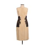 Carolina Herrera Casual Dress - Sheath Crew Neck Sleeveless: Tan Print Dresses - Women's Size 4