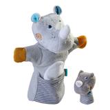 HABA Hand Puppet - Gray Rhino & Calf Glove Puppet