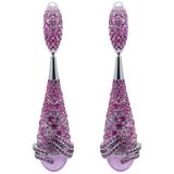 Lavender Quartz 8.87 Carat Pink Sapphires 18 Karat White Gold Fuji Earrings