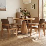 Corrigan Studio® Solid Wood Dining Table/Coffee Table Sets Wood/Metal/Upholstered Chairs in Brown/Gray/Red, Size 29.5" H x 47.2" L x 47.2" W Wayfair