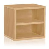 Way Basics 12.6"H x 13.4"W Modular Connect Cube with Shelf Eco Storage System, Natural Wood Grain (C-SCUBE-NL)