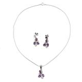 'Mystical Blooms' - Fair Trade Amethyst Necklace and Earrings Jewelry Set