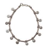 Sterling silver charm bracelet, 'Dainty Blossoms'