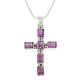 Amethyst cross necklace, 'Violet Light'