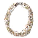 Pearl and rose quartz torsade necklace, 'Spring Flowers'